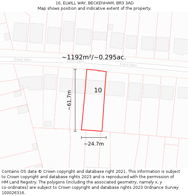 10, ELWILL WAY, BECKENHAM, BR3 3AD: Plot and title map