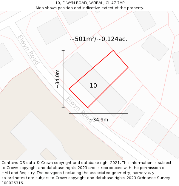 10, ELWYN ROAD, WIRRAL, CH47 7AP: Plot and title map