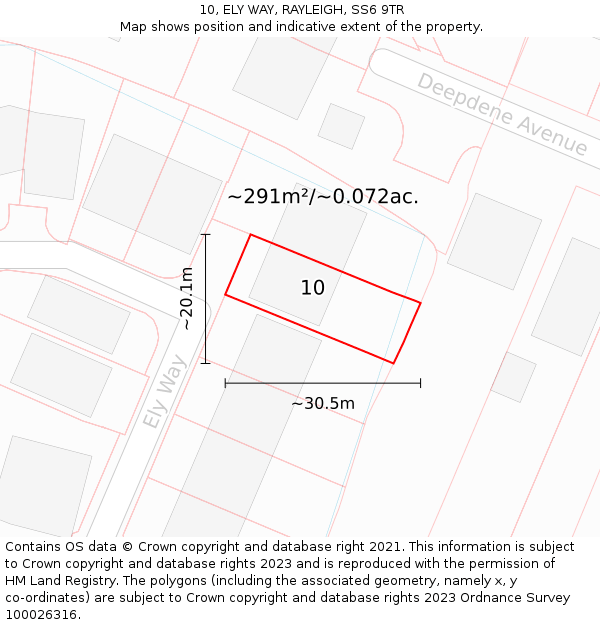 10, ELY WAY, RAYLEIGH, SS6 9TR: Plot and title map