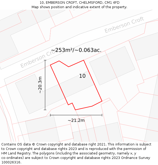 10, EMBERSON CROFT, CHELMSFORD, CM1 4FD: Plot and title map