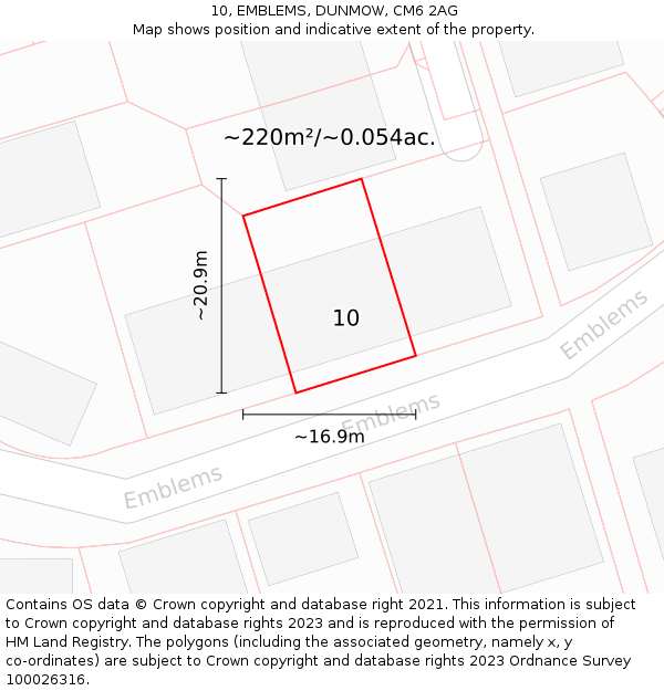 10, EMBLEMS, DUNMOW, CM6 2AG: Plot and title map