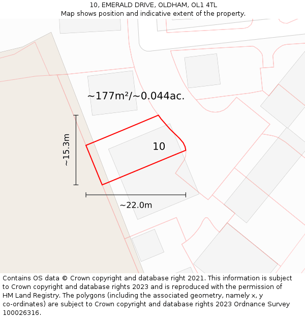 10, EMERALD DRIVE, OLDHAM, OL1 4TL: Plot and title map