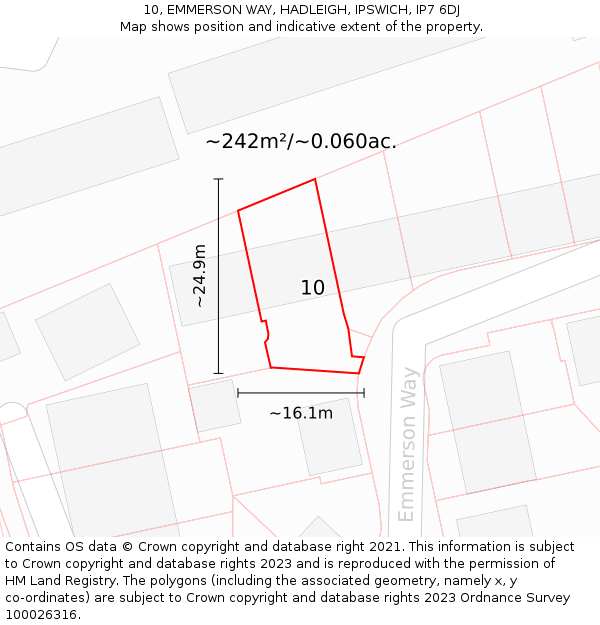 10, EMMERSON WAY, HADLEIGH, IPSWICH, IP7 6DJ: Plot and title map