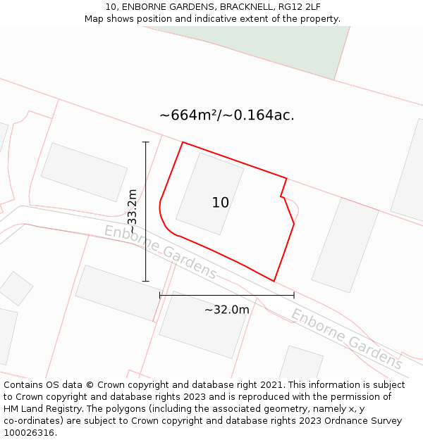 10, ENBORNE GARDENS, BRACKNELL, RG12 2LF: Plot and title map