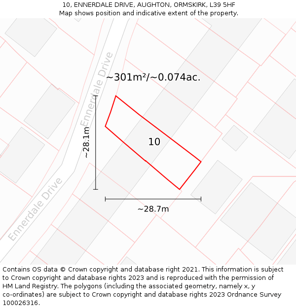 10, ENNERDALE DRIVE, AUGHTON, ORMSKIRK, L39 5HF: Plot and title map