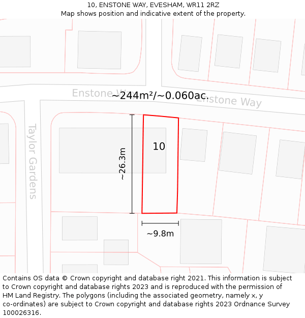 10, ENSTONE WAY, EVESHAM, WR11 2RZ: Plot and title map