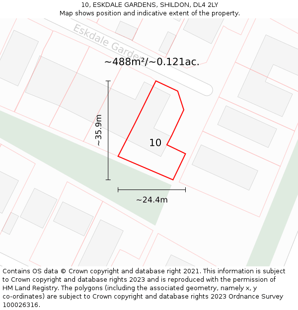 10, ESKDALE GARDENS, SHILDON, DL4 2LY: Plot and title map