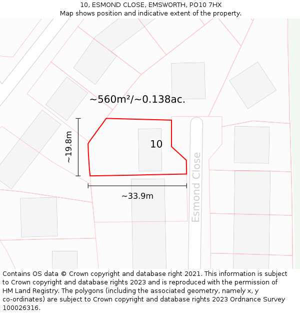 10, ESMOND CLOSE, EMSWORTH, PO10 7HX: Plot and title map