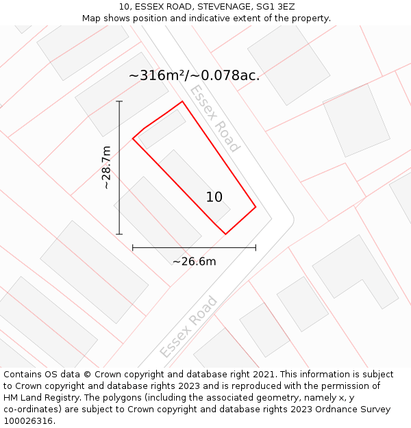 10, ESSEX ROAD, STEVENAGE, SG1 3EZ: Plot and title map