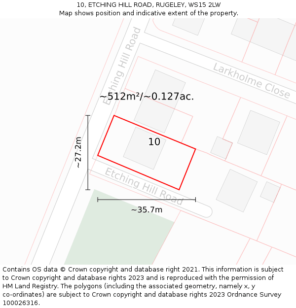 10, ETCHING HILL ROAD, RUGELEY, WS15 2LW: Plot and title map