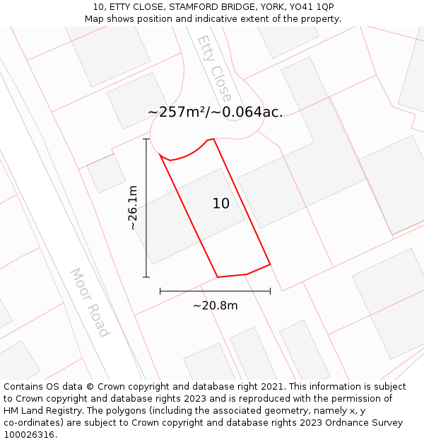 10, ETTY CLOSE, STAMFORD BRIDGE, YORK, YO41 1QP: Plot and title map