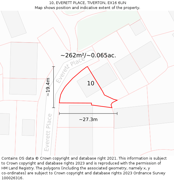10, EVERETT PLACE, TIVERTON, EX16 6UN: Plot and title map