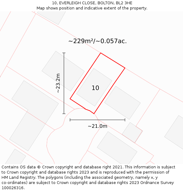 10, EVERLEIGH CLOSE, BOLTON, BL2 3HE: Plot and title map