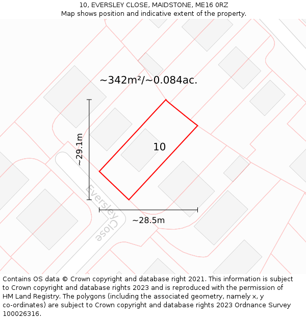 10, EVERSLEY CLOSE, MAIDSTONE, ME16 0RZ: Plot and title map