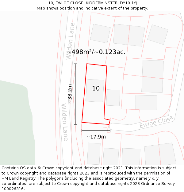 10, EWLOE CLOSE, KIDDERMINSTER, DY10 1YJ: Plot and title map