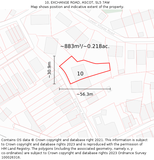 10, EXCHANGE ROAD, ASCOT, SL5 7AW: Plot and title map