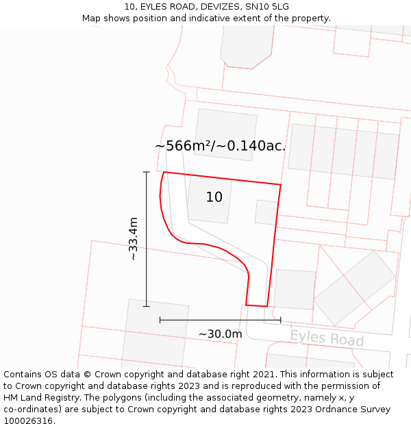 10, EYLES ROAD, DEVIZES, SN10 5LG: Plot and title map