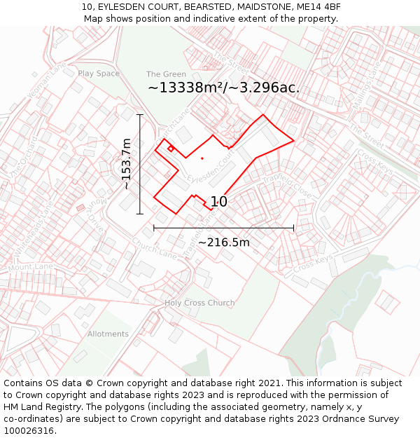 10, EYLESDEN COURT, BEARSTED, MAIDSTONE, ME14 4BF: Plot and title map