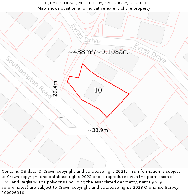 10, EYRES DRIVE, ALDERBURY, SALISBURY, SP5 3TD: Plot and title map