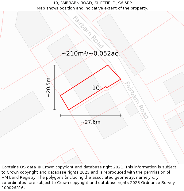 10, FAIRBARN ROAD, SHEFFIELD, S6 5PP: Plot and title map