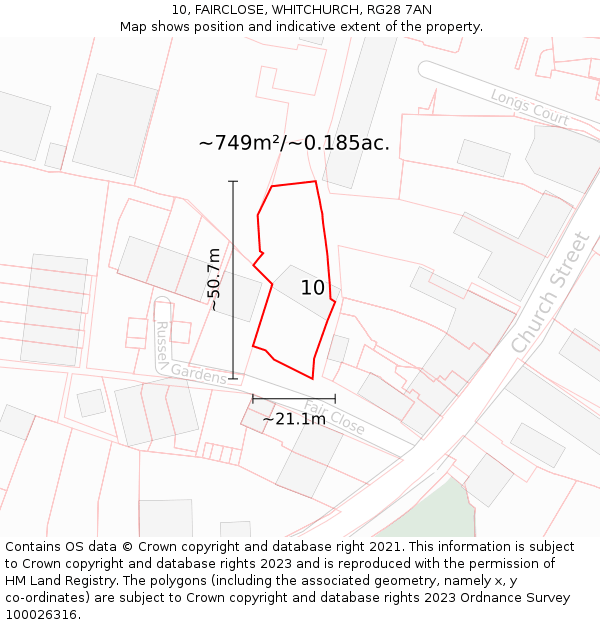 10, FAIRCLOSE, WHITCHURCH, RG28 7AN: Plot and title map