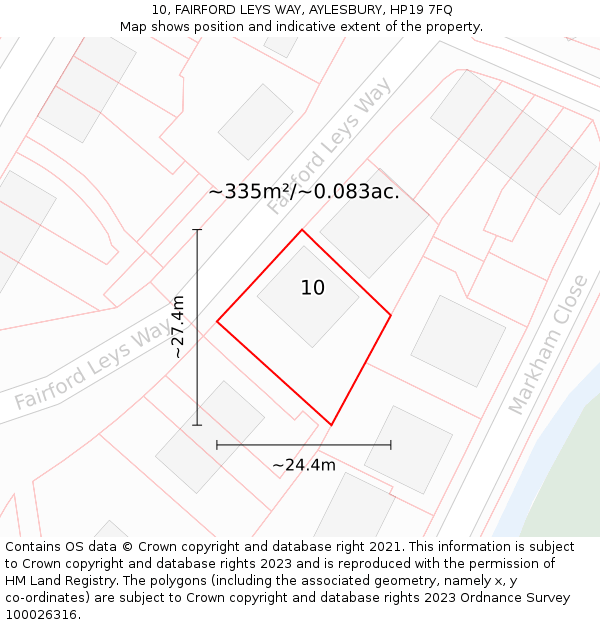 10, FAIRFORD LEYS WAY, AYLESBURY, HP19 7FQ: Plot and title map