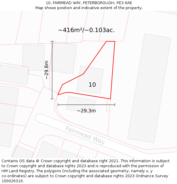 10, FAIRMEAD WAY, PETERBOROUGH, PE3 6AE: Plot and title map