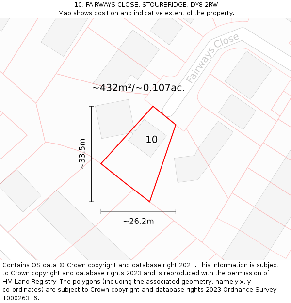 10, FAIRWAYS CLOSE, STOURBRIDGE, DY8 2RW: Plot and title map