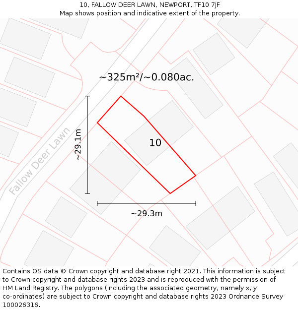 10, FALLOW DEER LAWN, NEWPORT, TF10 7JF: Plot and title map