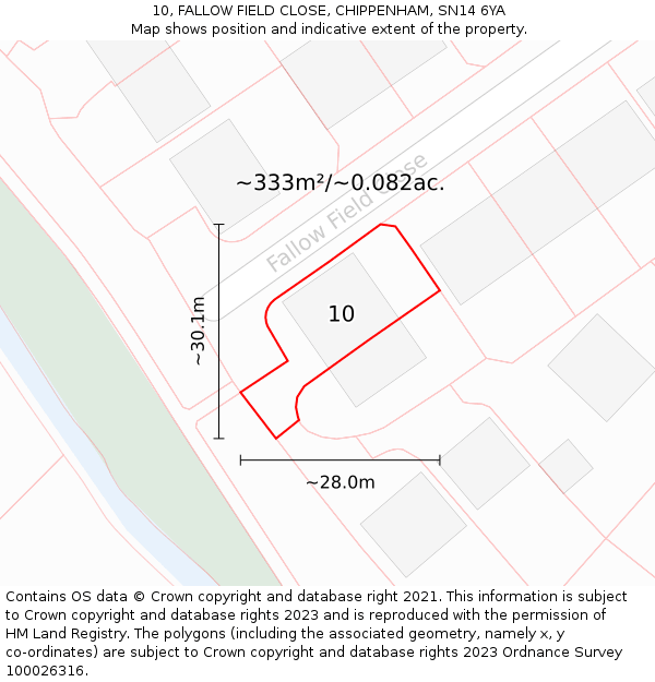 10, FALLOW FIELD CLOSE, CHIPPENHAM, SN14 6YA: Plot and title map