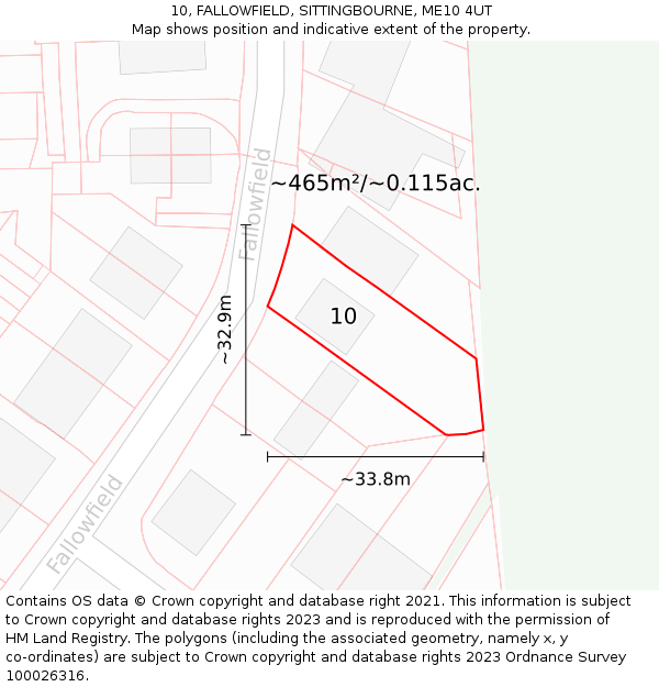 10, FALLOWFIELD, SITTINGBOURNE, ME10 4UT: Plot and title map