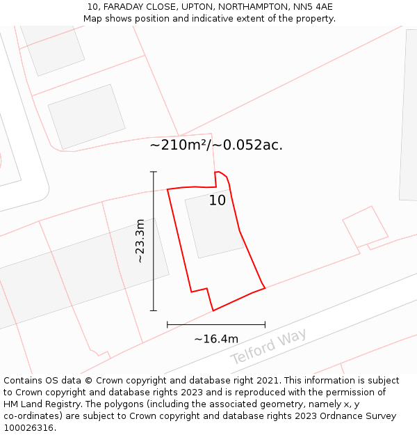 10, FARADAY CLOSE, UPTON, NORTHAMPTON, NN5 4AE: Plot and title map