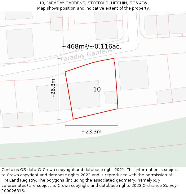 10, FARADAY GARDENS, STOTFOLD, HITCHIN, SG5 4FW: Plot and title map