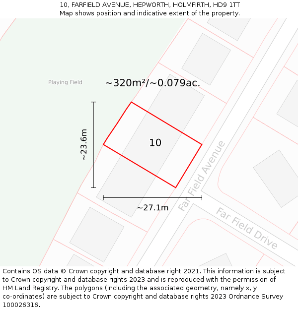 10, FARFIELD AVENUE, HEPWORTH, HOLMFIRTH, HD9 1TT: Plot and title map