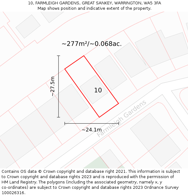 10, FARMLEIGH GARDENS, GREAT SANKEY, WARRINGTON, WA5 3FA: Plot and title map