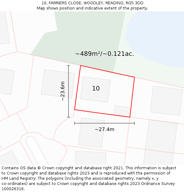 10, FARRIERS CLOSE, WOODLEY, READING, RG5 3DD: Plot and title map