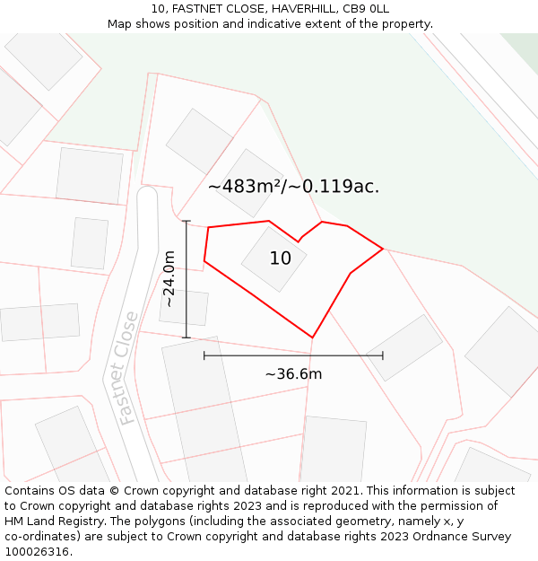 10, FASTNET CLOSE, HAVERHILL, CB9 0LL: Plot and title map