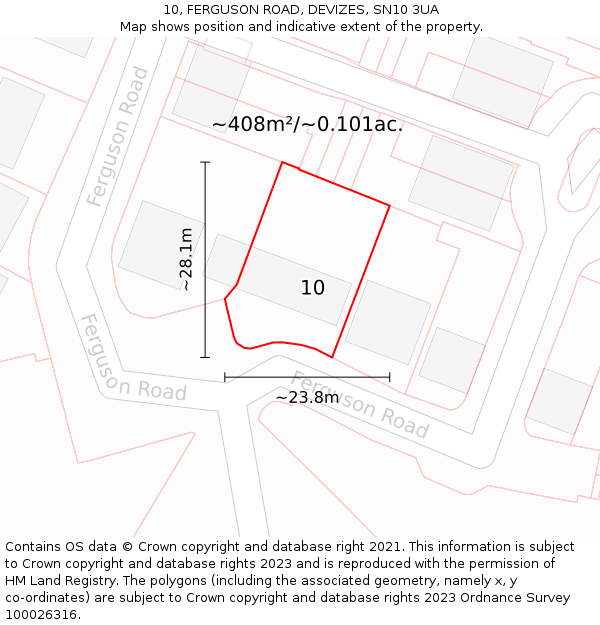 10, FERGUSON ROAD, DEVIZES, SN10 3UA: Plot and title map