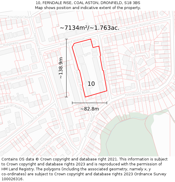 10, FERNDALE RISE, COAL ASTON, DRONFIELD, S18 3BS: Plot and title map