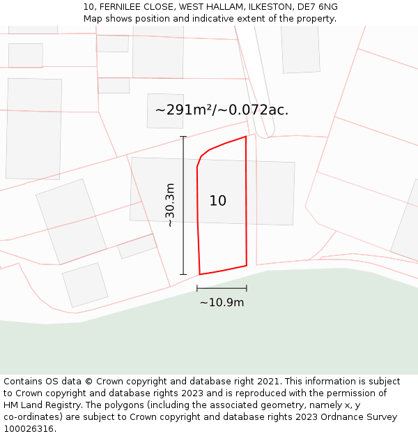 10, FERNILEE CLOSE, WEST HALLAM, ILKESTON, DE7 6NG: Plot and title map