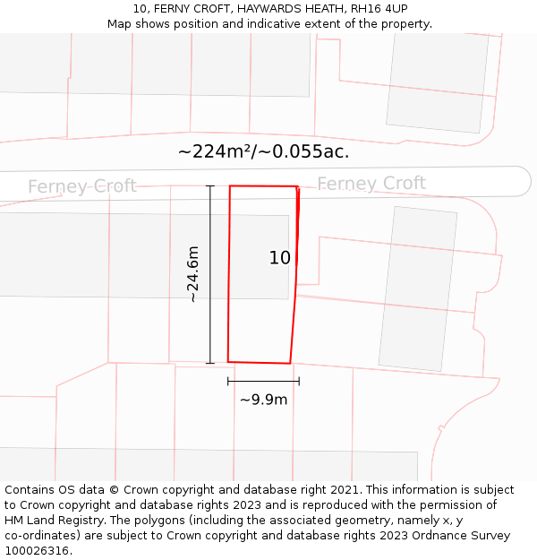 10, FERNY CROFT, HAYWARDS HEATH, RH16 4UP: Plot and title map