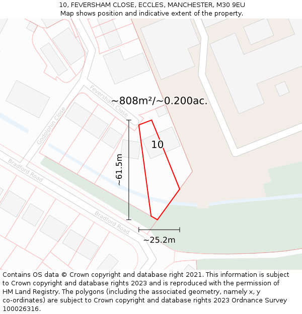 10, FEVERSHAM CLOSE, ECCLES, MANCHESTER, M30 9EU: Plot and title map