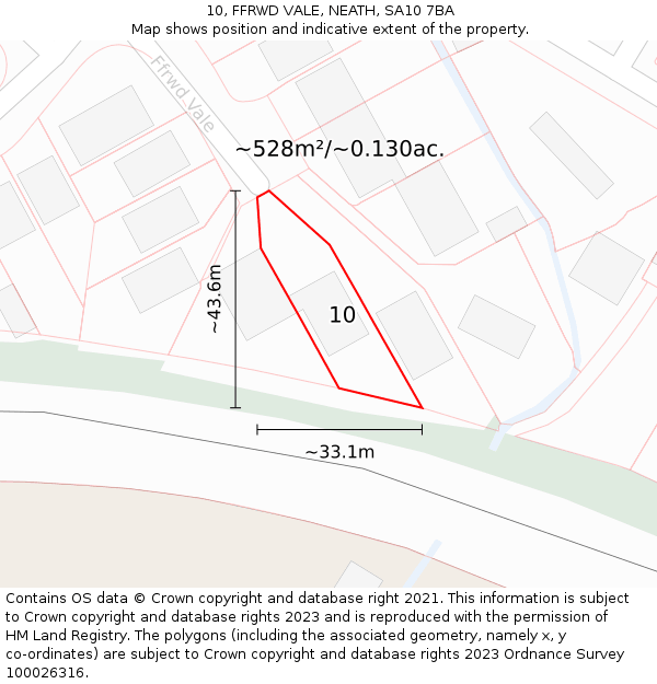 10, FFRWD VALE, NEATH, SA10 7BA: Plot and title map