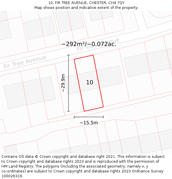 10, FIR TREE AVENUE, CHESTER, CH4 7QY: Plot and title map