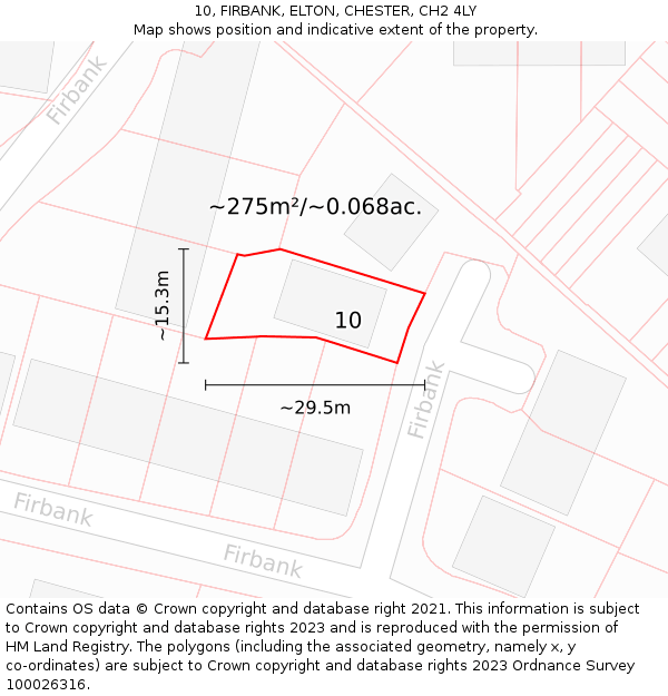 10, FIRBANK, ELTON, CHESTER, CH2 4LY: Plot and title map