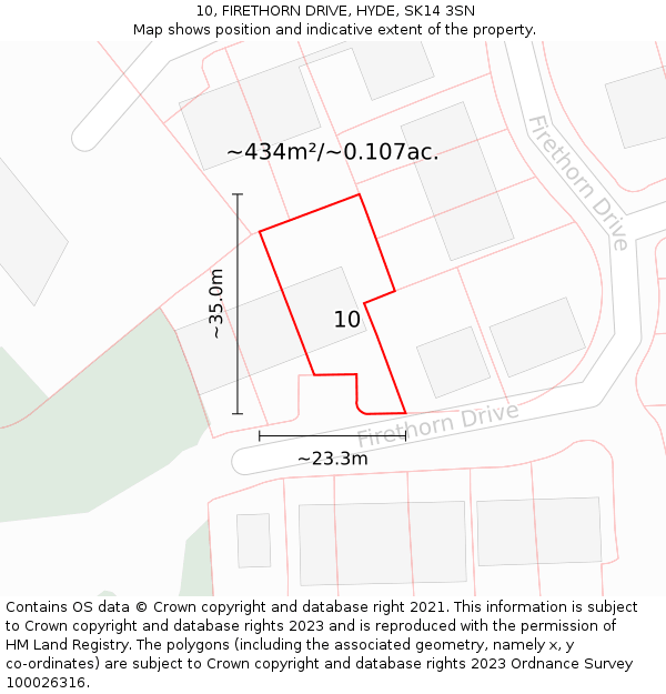 10, FIRETHORN DRIVE, HYDE, SK14 3SN: Plot and title map