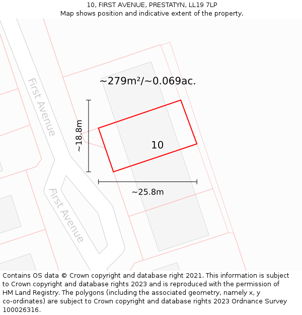 10, FIRST AVENUE, PRESTATYN, LL19 7LP: Plot and title map