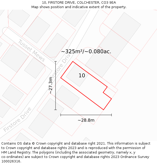 10, FIRSTORE DRIVE, COLCHESTER, CO3 9EA: Plot and title map