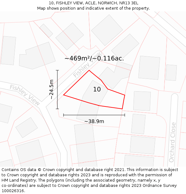 10, FISHLEY VIEW, ACLE, NORWICH, NR13 3EL: Plot and title map