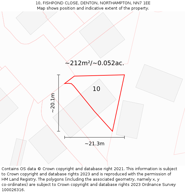 10, FISHPOND CLOSE, DENTON, NORTHAMPTON, NN7 1EE: Plot and title map